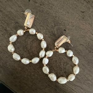 Francesca's - Pearl Dangle Hoop Earrings